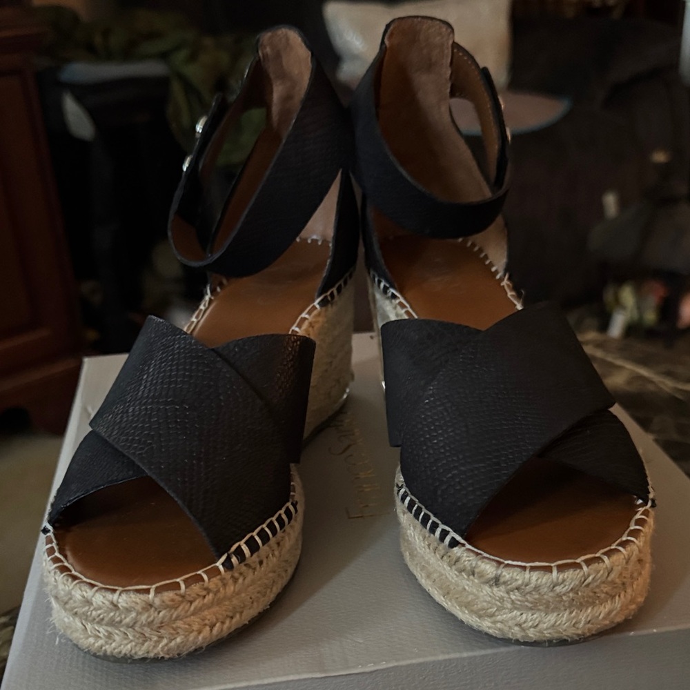 Franco Sarto Black Espadrille Wedges